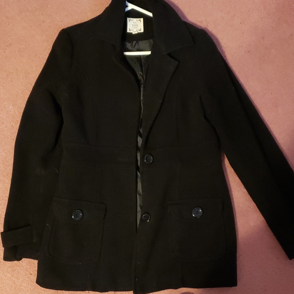 Basic Edge Black Fall Winter Peacoat Pea Coat - image 1